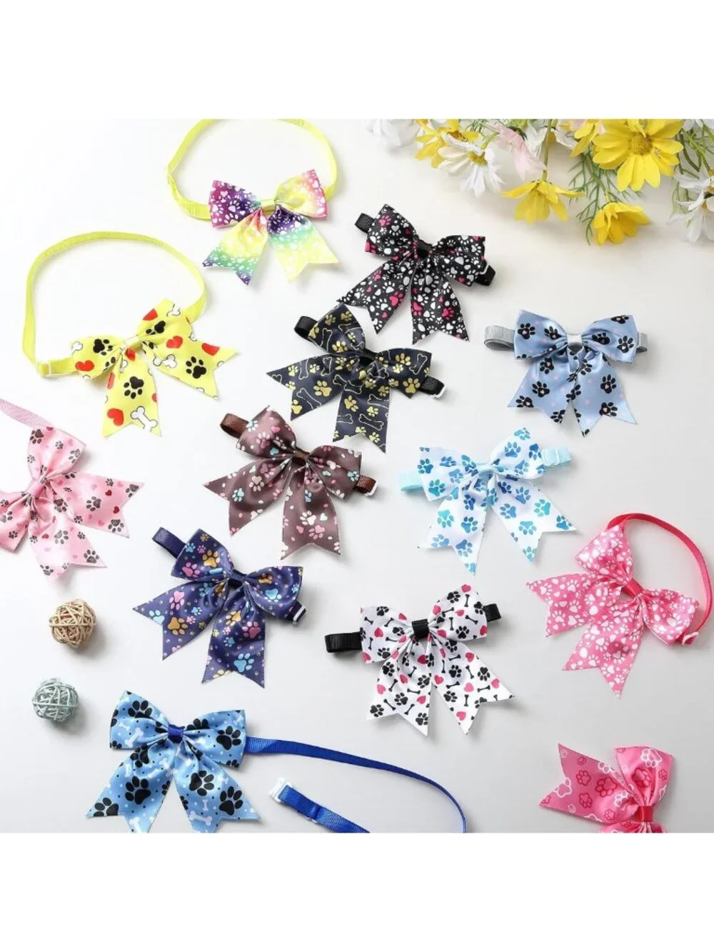 100 Pcs Adjustable Dog Bow Ties & Cat Bowties - Pet Grooming Accessories for
